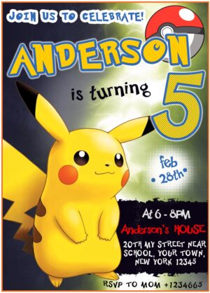 Fantastic Pikachu Birthday Invitation