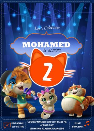 44 Cats Birthday Invitation