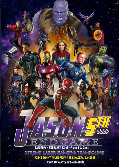 Avengers 4 EndgameBirthday Invitation.PRINTABLE DIGITAL FILE