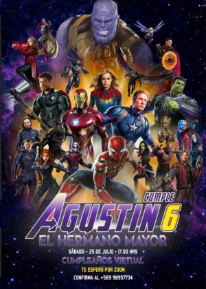Invitación de Cumpleaños Avengers Endgame