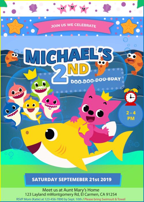 BABY SHARK BOY BIRTHDAY INVITATION