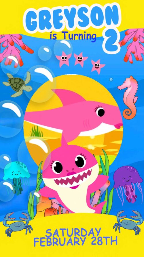 Baby Shark Animated Video Birthday Invitation