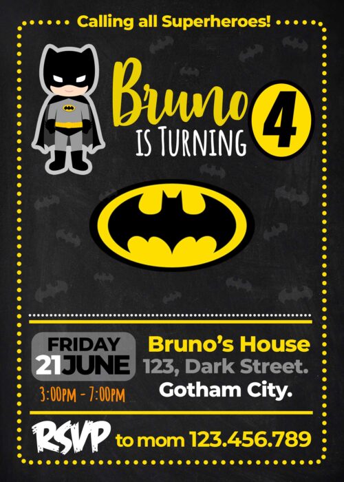 Batman Chibi Birthday Invitation