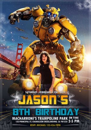 Bumblebee Transformer Movie Birthday Invitation