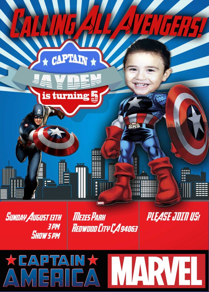Captain America Birthday Invitation