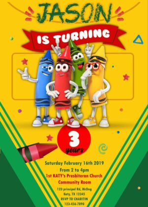 Crayons Box Birthday Invitation