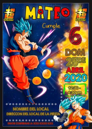 Increible Invitación de Cumpleaños de Dragon Ball