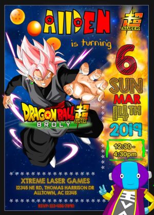 Goku Black &  Zeno Sama Birthday Invitation