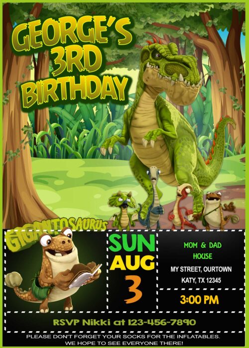 GIGANTOSAURUS BIRTHDAY INVITATION