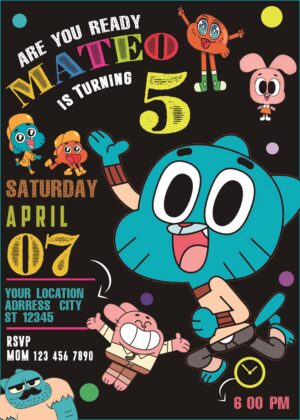 The Amazing World of Gumball Birthday Invitation