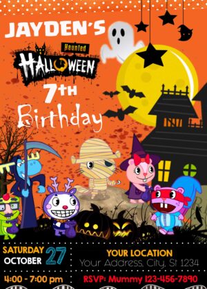 Terrific Happy Tree Friends Halloween Birthday  Invitation
