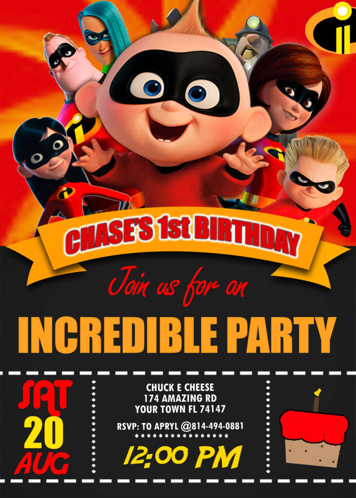 The Incredibles 2 Jack Jack Birthday Invite