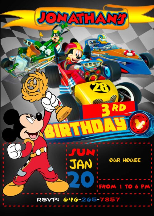Mickey Roadster Racers Birthday Invitation