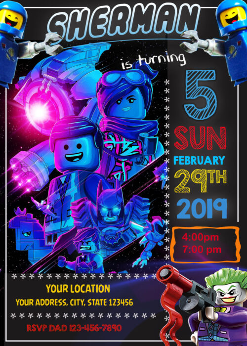 Lego Movie Birthday Invitation.