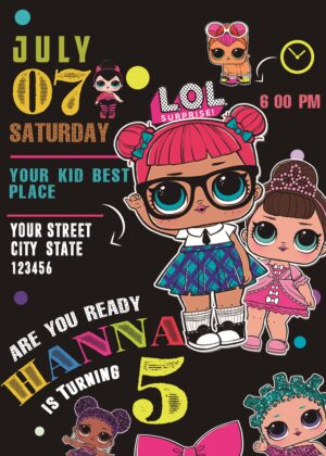 LoL Surprise Dolls Birthday Invitation