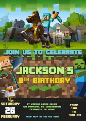 Minecraft Video Game Birthday Invitation