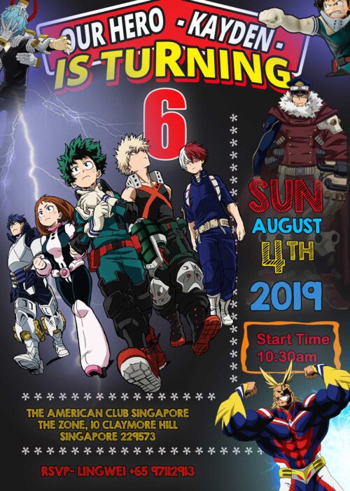 My Hero Academia Birthday Invitation