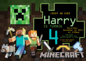 Minecraft Blocks Birthday Invitation
