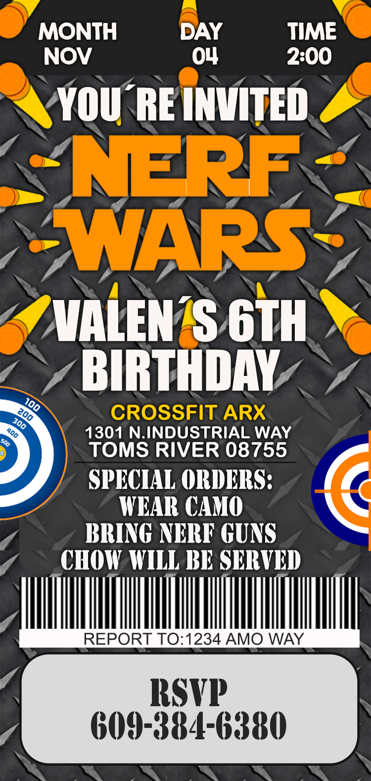nerf gun birthday invitation