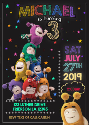 Oddbods Birthday invitation