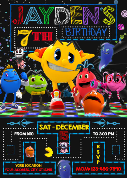 Pacman and the Ghostly Adventures Birthday Invitation