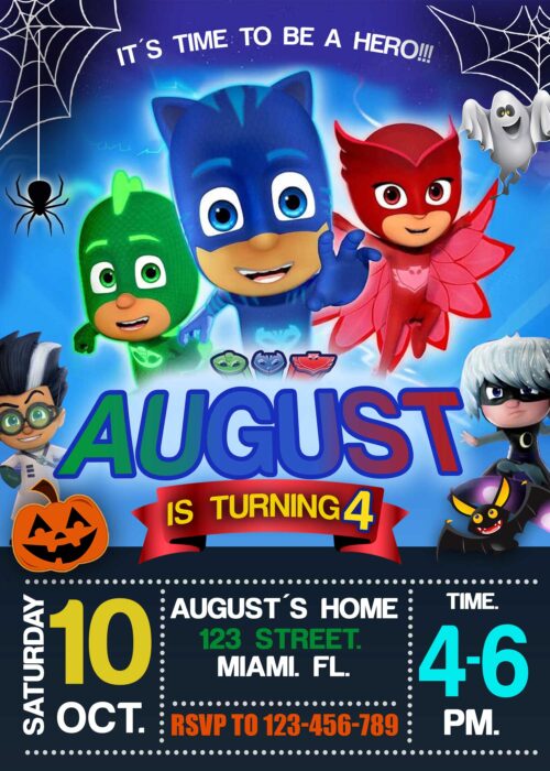 Terrific PJ Mask Halloween Invitation