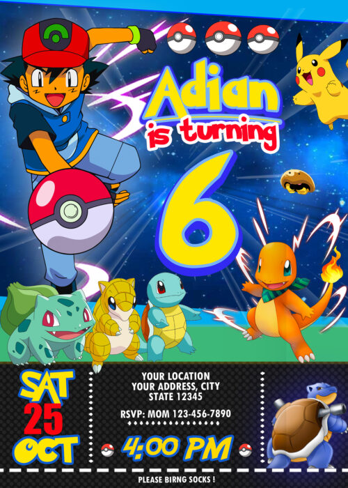 Pokemon Birthday Invitation