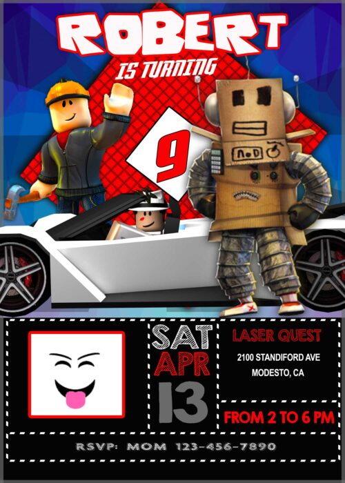 Roblox 3 Birthday Invitation
