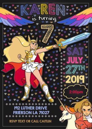 She-ra and the princess of power birthday inivtation