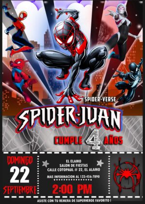 Genial Invitación de Cumpleaños de Spider-Man: Un Nuevo Universo