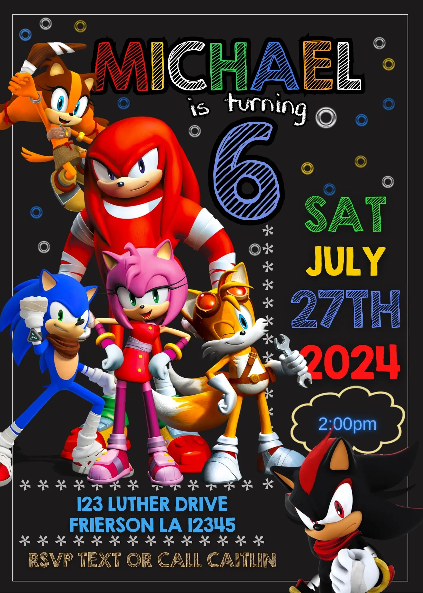 Sonic Birthday Invitation Templates USA