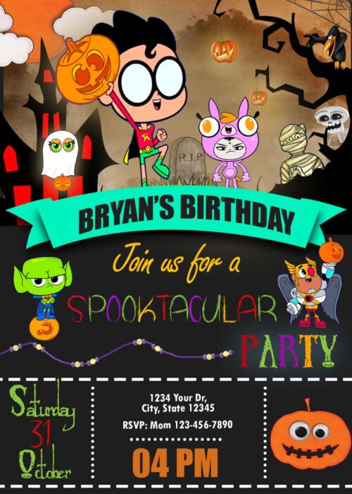 Spooktacular Teen Titans Halloween Invitation