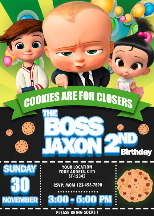 The Boss Baby Cookies Birthday Invitation