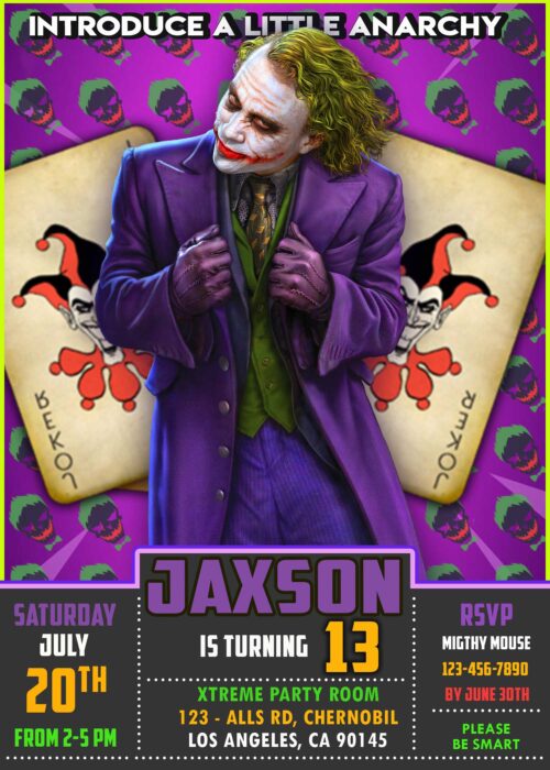 The Joker Movie Birthday Invitation
