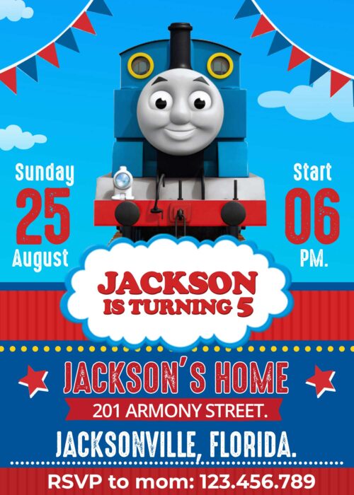 Thomas the Train Birthday Invitation template