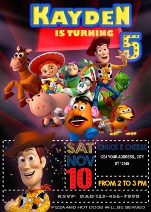 Toy Story invitation woody and friends