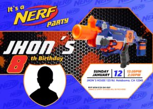 Nerf Dart Gun Birthday Party  Invitation
