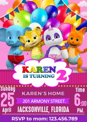 Word Party Girl Birthday Invitation