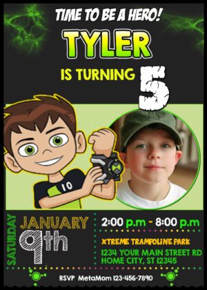 Ben 10 Birthday Invitation Photo Add On