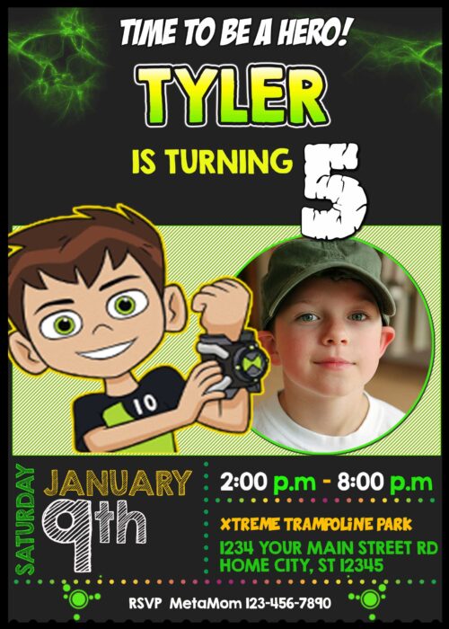 Ben 10 Birthday Invitation Photo Add On
