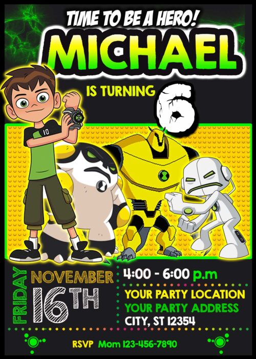Ben 10 Birthday Invitation