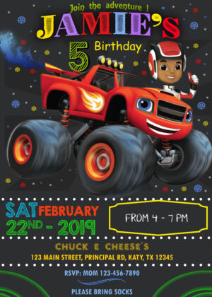 Blaze and the Monster Machines 2 Birthday Invitation