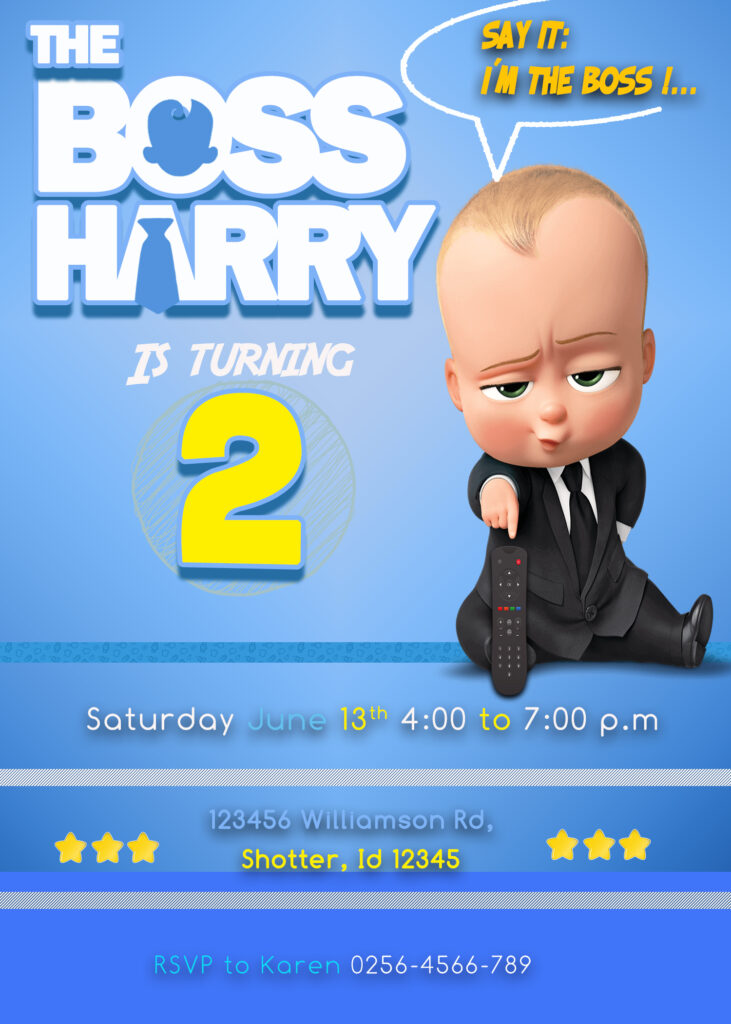 the boss baby birthday invitation model 2