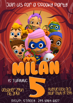 Spooky Party: Bubble Guppies Halloween Invitation