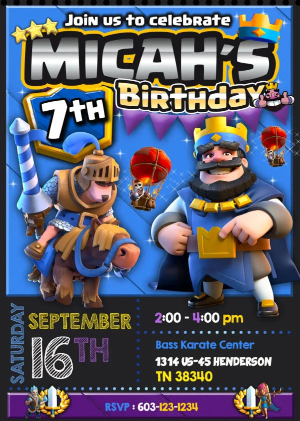 clash royale birthday invitation