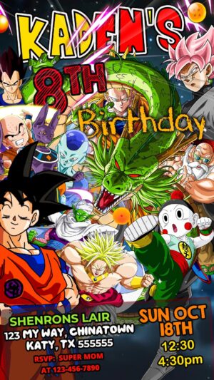 Amazing Dragon Ball Birthday Video Invitation