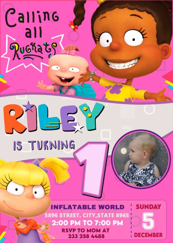  Rugrats Invitation Girl Birthday Version - Image 3