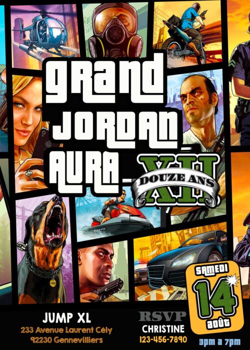 Carte imprimable d'anniversaire GTA