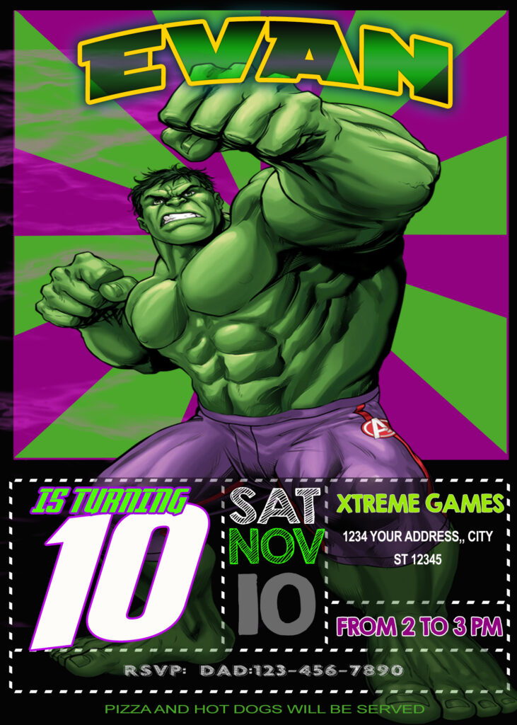 Hulk Birthday Invitation