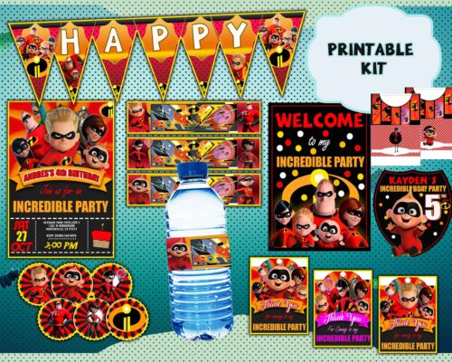 Amazing The Incredibles party kit printable Bundle